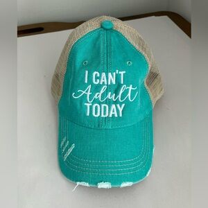 🍭 Katydid Collection I Can't Adult Today Women's Trucker Hat Teal